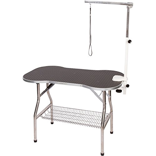 Flying Pig Heavy Duty Stainless Steel Frame Bone-Shape Grooming Table (Black, 32'x21')
