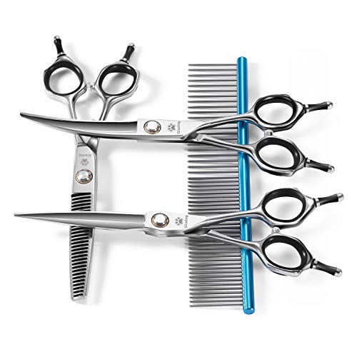 GLADOG Premium Dog Grooming Scissors Set, 4 in 1 Pet Grooming Scissors for Dogs, Sharp and Durable,...