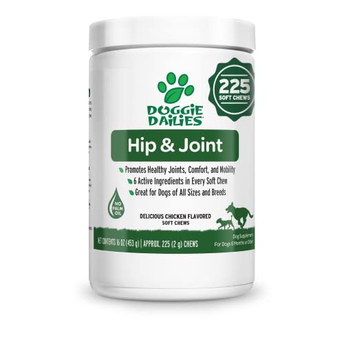 Advanced Hip & Joint Supplement for Dogs, 225 Soft Chews, All Natural Glucosamine, Chondroitin, MSM...