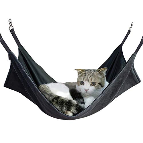 Petneces Cat Hammock Bed Pet Cage Hammock Reversible Hanging Bed Warm/Cool Mat for Cage 22x14.5inch...