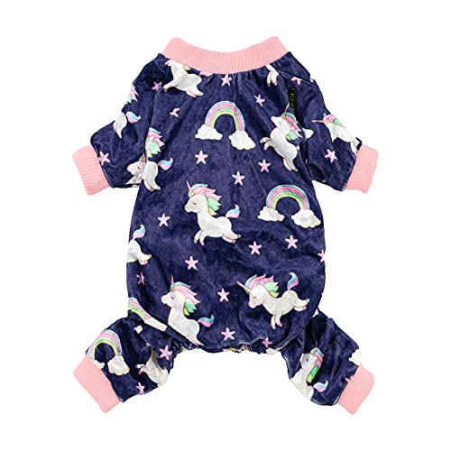 Fitwarm Fairy Unicorn Dog Pajamas Pet Clothes Jumpsuit PJS Apparel Soft Velvet Purple Large