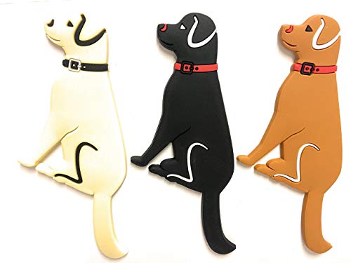 Singlebranch Decorative 3-Piece Dog Magnet Labrador Golden Retriever Assorted Colors Hooks for...