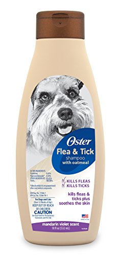 Oster Flea & Tick Shampoo with Oatmeal, Mandarin Violet, 18 Fluid Ounces (078590-935-001)