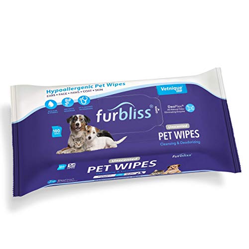 Furbliss Hygienic Pet Wipes for Dogs & Cats, Cleansing Grooming & Deodorizing Hypoallergenic Thick...