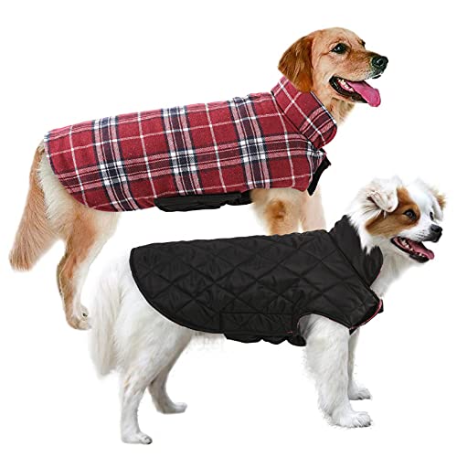 MIGOHI Dog Jackets for Winter Windproof Reversible Dog Coat for Cold Weather British Style Plaid...