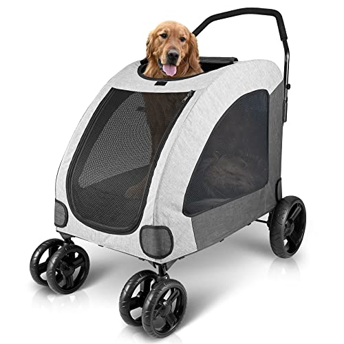 Petbobi Dog Stroller for Large Pet Jogger Stroller for 2 Dogs Breathable Animal Stroller with 4...