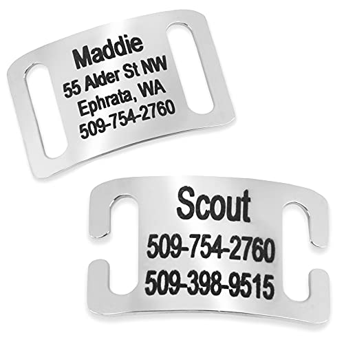 GoTags Slide-On Pet ID Tags, Curved Personalized Dog and Cat Tags, Silent, No Noise Collar Tags Made...