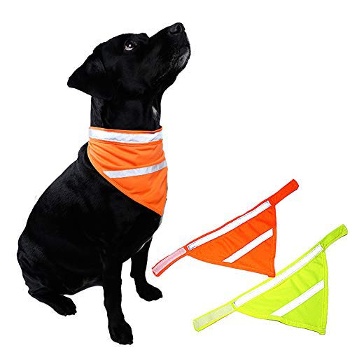 Kalining 2 Pack REFLECTIVE DOG BANDANA Large/medium/small with Personalized Neon Color,Safety Dog...