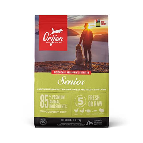 ORIJEN Dog Senior Recipe, 4.5lb, High-Protein Grain-Free Senior Dry Dog Food, Packaging May Vary