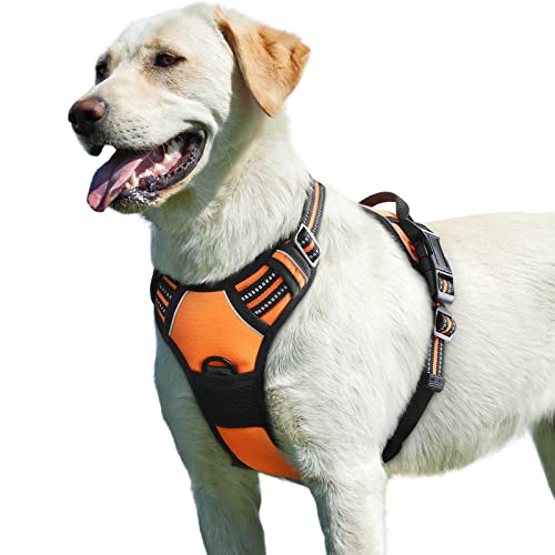 Eagloo Dog Harness for Large Dogs, No Pull Service Vest with Reflective Strips and Control Handle,...