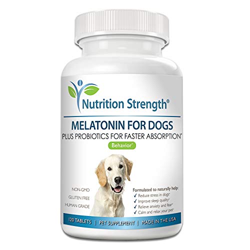 Nutrition Strength Melatonin for Dogs, Help Improve Sleep Quality, Anti-Anxiety Support, Stress &...