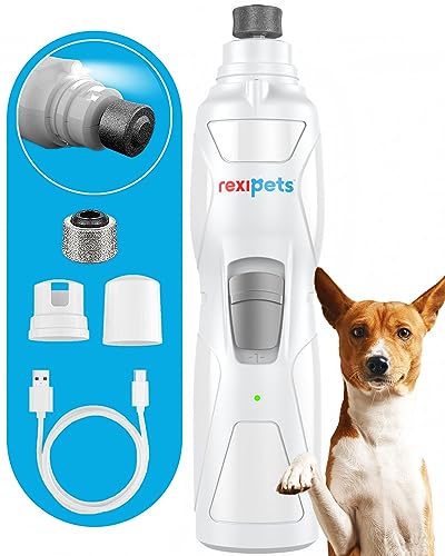 REXIPETS Cat and Dog Nail Grinder - Rechargeable Electric Pet Nail Clipper & Trimmer- Painless Paws...