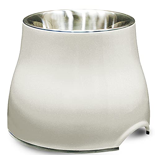 Dogit Elevated Dog Bowl, Stainless Steel Dog Food and Water Bowl for Large Dogs, White, 73753
