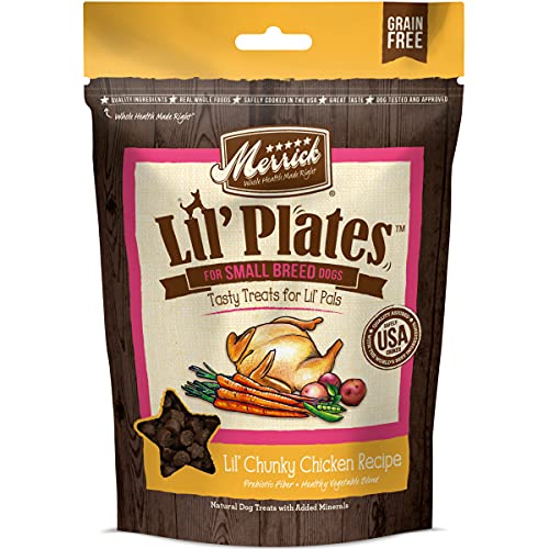 Merrick Lil' Plates Lil' Chunky Chicken Recipe Grain Free Small Breed Dog Treats - 5 oz. Pouch