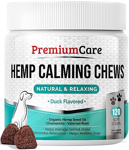 PREMIUM CARE Hemp Calming Chews for Dogs, Made in USA, Helps with Dog Anxiety, Separation, Barking,...