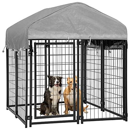 Large Dog Kennel Dog Crate Cage, Extra Large Welded Wire Pet Playpen with UV Protection Waterproof...
