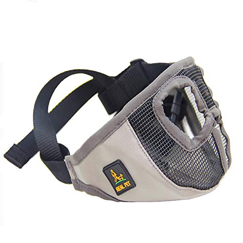 Short Snout Dog Muzzles - Adjustable Breathable Mesh Dog Muzzle with Eyehole for Bulldog Boston...