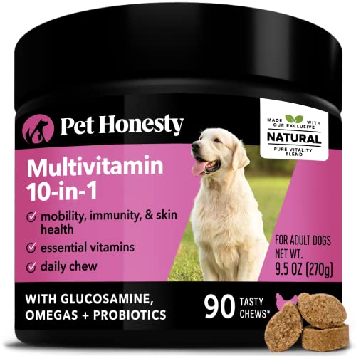 PetHonesty 10 in 1 Dog Vitamins - Glucosamine for Dogs - chondroitin, Probiotics for Dogs, Omega 3...