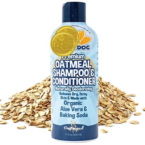 Organic Natural Oatmeal Dog Shampoo and Conditioner | Conditioning Deodorizing Formula for Dogs Cats...