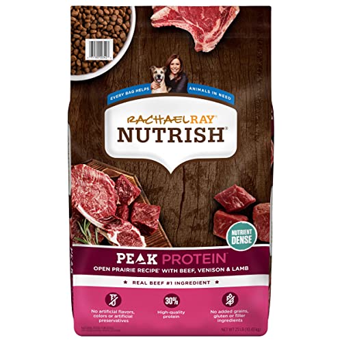 Rachael Ray Nutrish PEAK Natural Dry Dog Food, Open Prairie Recipe with Beef, Venison & Lamb, 23...