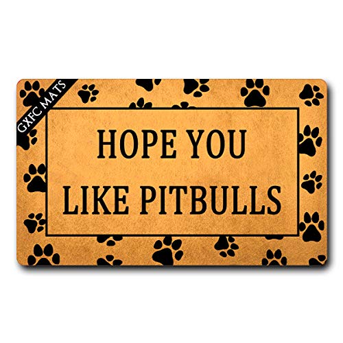 GXFC Welcome Mat with Rubber Back Hope You Like Pitbulls Dog Theme Door Rugs Funny Doormat for...