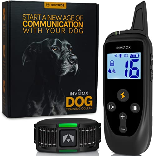 INVIROX Shock Collar for Large Dog [2023 Edition] 123 Levels Dog Training Collar with Remote 1100yd...