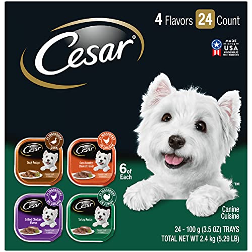 CESAR Soft Wet Dog Food Classic Loaf in Sauce Poultry Variety Pack, (24) 3.5 oz. Easy Peel Trays...