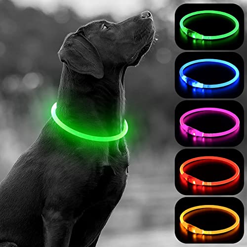 HIGO LED Dog Collar, USB Rechargeable Light Up Dog Collars, DIY Flashing Dog Necklaces for Dog...