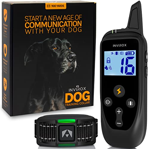 INVIROX Shock Collar for Large Dog [2023 Edition] 123 Levels Dog Training Collar with Remote 1100yd...