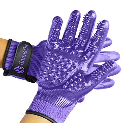 H Handson Pet Grooming Gloves - Cat, Dog, Horse Gentle Hair Remover Brush - Mitt For Long & Short...