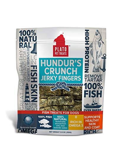PLATO Hundur's Crunch Single Ingredient Cod Skin Dog Treats – Fingers, Natural