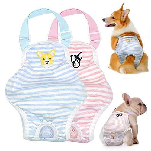 Stock Show 1PC Dog Cute Summer Cotton Stripe Sanitary Pantie with Adjustable Strap Suspender...