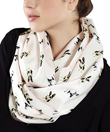 Etwoa Boston Terrier Cream Infinity Scarf Circle Loop Scarf