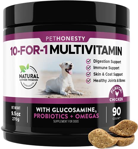 PetHonesty 10 in 1 Dog Multivitamin w Glucosamine - Essential Dog Vitamins w Glucosamine...