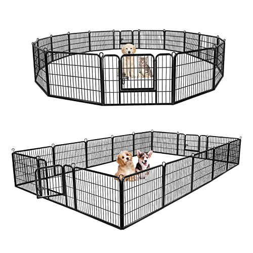 ZENY Dog Playpen 24 Inch 16 Panels, Heavy Duty Pet Dog Pen Indoor, Metal Dog Fence with Doors,...