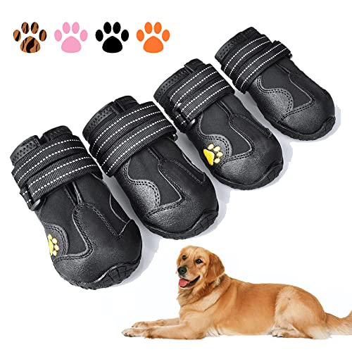 XSY&G Dog Boots,Waterproof Dog Shoes,Dog Booties with Reflective Rugged Anti-Slip Sole and...
