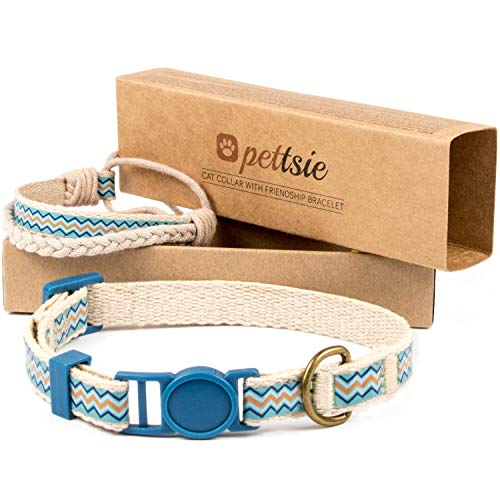 Pettsie Cat Collar Breakaway Safety and Friendship Bracelet for You, Durable 100% Cotton for Extra...