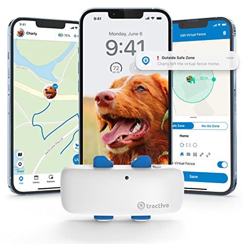 Tractive GPS Tracker for Dogs - Waterproof, GPS Location & Smart Pet Activity Tracker, Unlimited...
