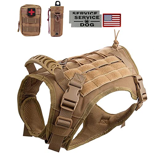 Hanshengday Tactical Dog Vest with Pouch- Training Dog Molle Vest with Handle- K9 Military Dog...