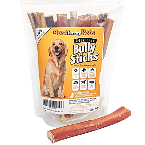 Best For My Pets Odor Free Bully Sticks, Long-Lasting Chews to Keep Puppies and Dogs Happily Busy,...