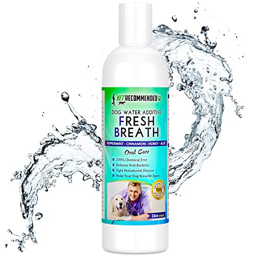 Vet Recommended Dog Breath Freshener Water Additive for Pet Dental Care - All Natural - Works to...