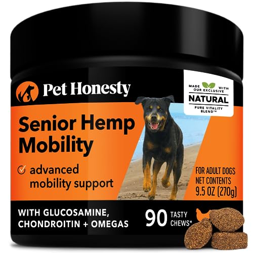 Pet Honesty Senior Hemp Mobility - Hip & Joint Supplement for Senior Dogs - Hemp Oil & Powder,...
