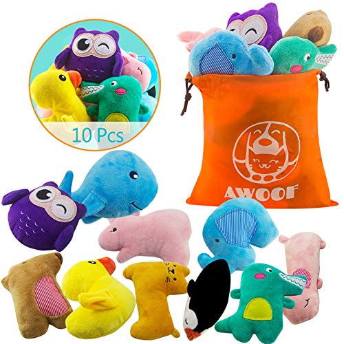 AWOOF Puppy Toys, 10 Pack Cute Puppy Plush Chew Squeaky Dog Toys for Boredom, Puppy Teething Toys...