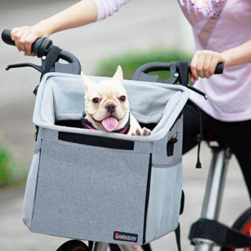 Easy Install Quick Released Shopping Bag AIWEILUCK Bike Basket for dogs Small Pet Folding Bicycle Basket Carrier with Adjustable Security Lock Black for Most Mountain Bikes and Bicycles Removable 