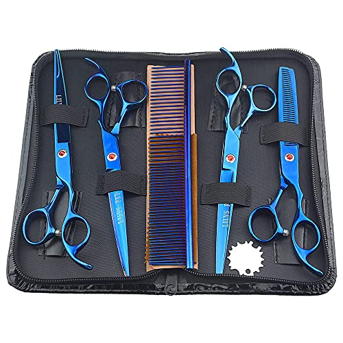 LILYS PET Professional PET DOG Grooming Coated Titanium scissors suit Cutting&Curved&Thinning shears...