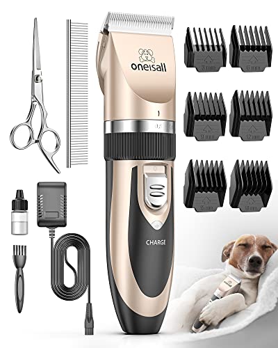 oneisall Dog Shaver Clippers Low Noise Rechargeable Cordless Electric Quiet Hair Clippers Set for...