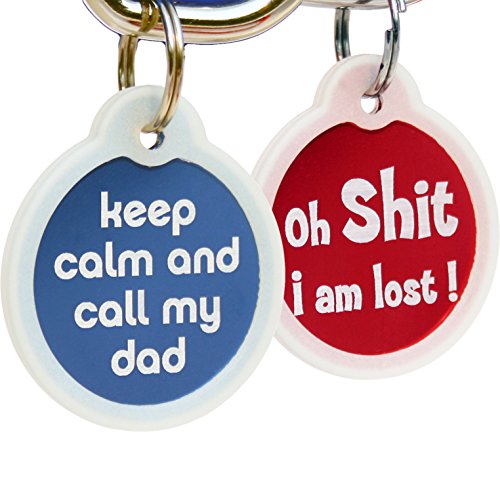 GoTags Funny Dog and Cat Tags Personalized with 4 Lines of Custom Engraved Text, Dog and Cat Collar...