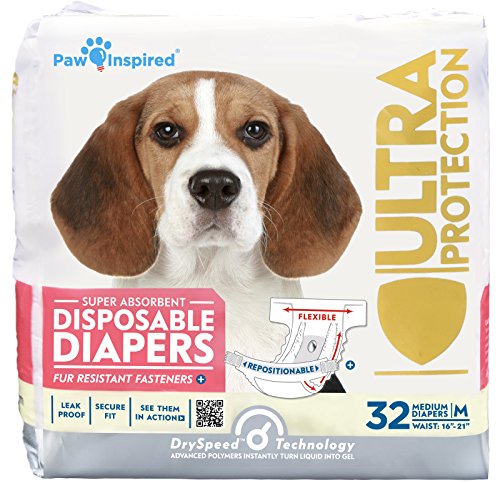 Paw Inspired 32ct Disposable Dog Diapers | Female Dog Diapers Ultra Protection | Diapers for Dogs in...
