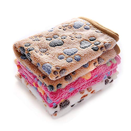1 Pack 3 Blankets Super Soft Fluffy Premium Fleece Pet Blanket Flannel Throw for Dog Puppy Cat Paw...