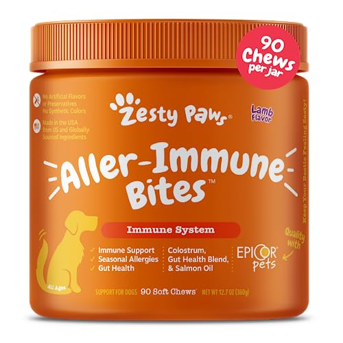 Zesty Paws Dog Allergy Relief - Anti Itch Supplement - Omega 3 Probiotics for Dogs - Salmon Oil...